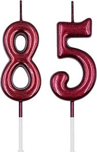 85th & 58th Birthday Candles, Red Number 85 58 Candle for Cake, Happy Birthday Cake Topper Decoratio