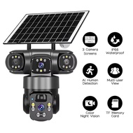 QL19 Panoramic 360 Degree Three-Screen Smart wifi/4G Solar Camera Surveillance Gun Ball Integrated