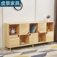松木書櫃組合家用儲物櫃學生教室書架兒童置物架落地格子櫃橫款