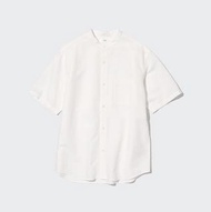 UNIQLO 男裝/女裝清爽麻棉立領襯衫外套情侶短袖休閒男士白恤衫