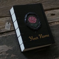 Romantic red rose notebook, handmade notebook wood 筆記本