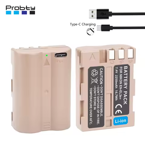 Original Probty EN-EL3e EN EL3e Battery with Type-C Charging For Nikon D50 D70 D70s D80 D90 D100 D20