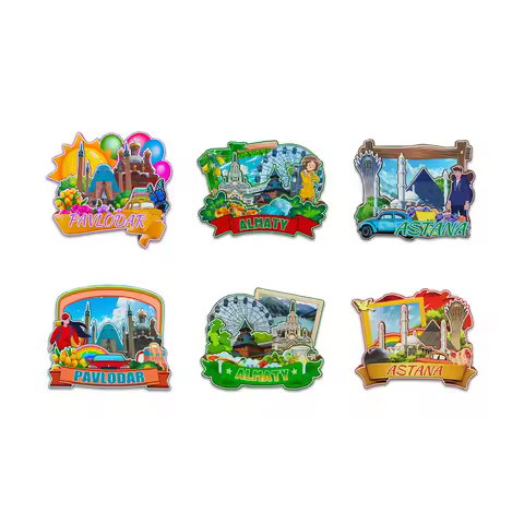 Decorative Magnets for Pavlodar Astana Almaty Kazakhstan City Landmark Travel Souvenirs Fridge Stike