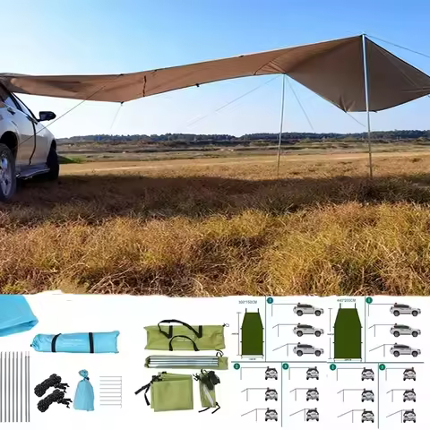 Portable Car Shelter Shade Camping Side Car Roof Top Tent Anti-UV Sunshade Waterproof Awning Parasol