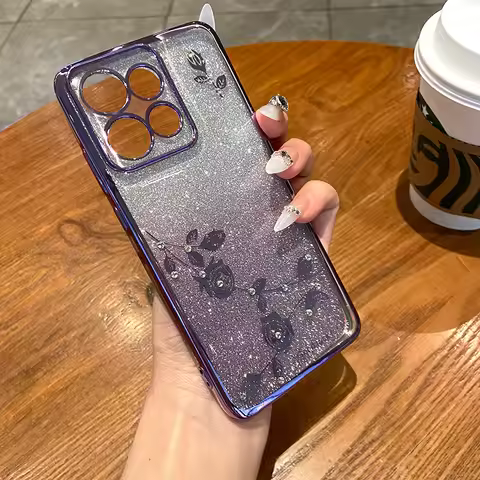 Luxury Glitter Eternal Flower Diamond Clear Plating Case for MOTO G Stylus Play Edge 60 FUSION G05 E