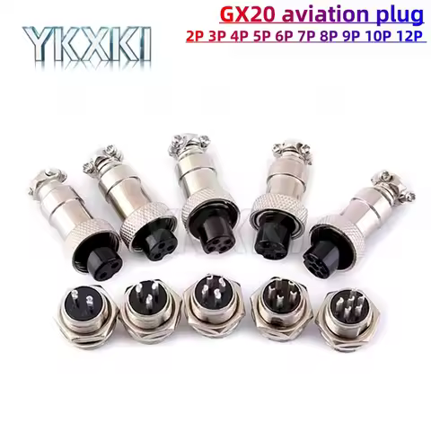 1PCS GX20 aviation plug 2P 3P 4P 5P 6P 7P 8P 9P 10P 12P Pin Male Female Lc Cable Aviator Aviation Ci