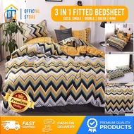 Wintop 3IN1 Bedsheet Set Chevron Bedsheets Single Bed Sheet Double Size Bedsheet Queen Pillow