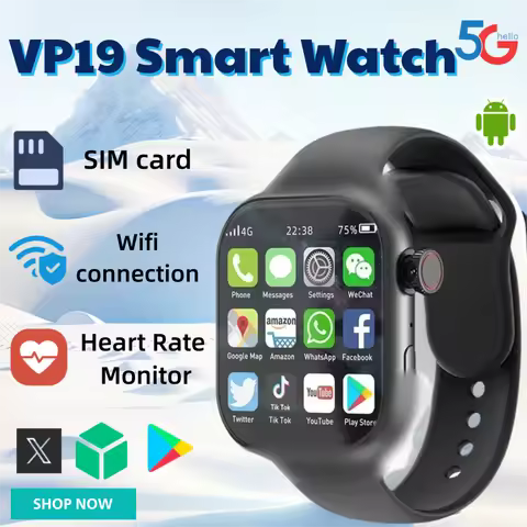 VP19 Smart Watch for Men Women - Android 10 OS, 180° Rotating Camera, WiFi, 4G/5G SIM Support, GPS T