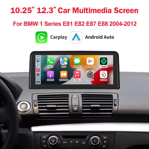 10.25" Wireless CarPlay Android Auto Car Multimedia player For BMW 1 Series E81 E82 E87 E88 Head Uni