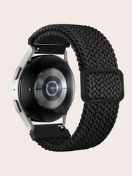1條黑色彈性編織尼龍智能手錶帶,適用於20mm/22mm三星、小米、華為、amazfit、garmin、fitbit等品牌
