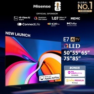 Hisense E7Q 50/55/65/75/85 inch QLED MAX 4K AI TV | Quantum Dot | AI Eye Care | Dolby Vision & Atmos