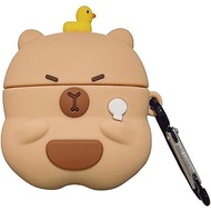 Wireless Charging Earphone Case Compatible with  4, Cute Animal Kapibala Design Soft  Full Body Prot