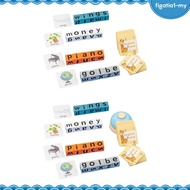 [figatia1] Wooden Blocks Spelling Game,Early Learning Toys Sight Words Abc Matching Letter Game Alph