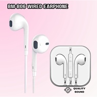 [Ready stock] BM-B06 Wired Earphones Handsfree In-Ear Headphones With Microphone Quality Sound