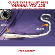 Exhaust Emissions Motorcycle Parts ✪Yamaha YTX 125 Bullet Curve Type Pipe Stainless✡