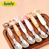 LUOLV Children's Spoon,  Animal Cartoon Baby Feeding Spoon, Portable 316 Tableware Stainless Steel R