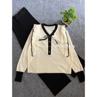 Oneset Helena ruffle blouse + premium knitted culottes