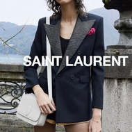 【95新 ✨ 全網最低價！】YSL聖羅蘭 浮雕logo馬鞍包 奶油白 牛皮