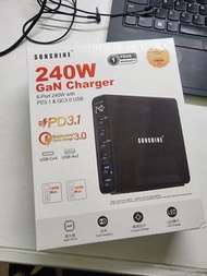 TRB-240W GaN 快速充電器 240W PD3.1 QC3.0 USB-Ax2 USB-C x4