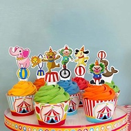 48Pcs Circus Cupcake Toppers, Thick Cardstock High Definition Print Clown Animal Cake Topper Carniva
