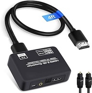 4K @60Hz HDMI 2.0b Audio Extractor Splitter Converter, HDMI+ Optical Toslink SPDIF+ 3.5mm Stereo Ana