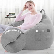 Bean Bag Chair Sofa Cover(No Filler) Lazy Lounger High Back Large Bean Bag Storage Chair Cover Sack for Adults and Kids