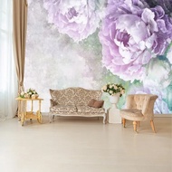 Purple Peony Flower Plant Custom 3D Mural Wallpaper Self Adhesive