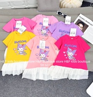 Baju tshirt jalan dress labuh purple pink kuromi budak kanak kanak anak perempuan baby girl cantik m