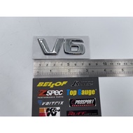 V6 Emblem Logo Chrome Letter Logo Badge V6 Car Logo Wording Tulisan Badge 3D Universal