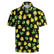 Funny Pattern 3D Print Summer Mens Button Down Collar Polo Shirts Casual Short Sleeve Oversized Tops