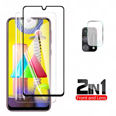 2 In 1 Camera Lens Protective Glass for Samsung Galaxy M31 m 31 m315 Screen Protector Tempered Glass