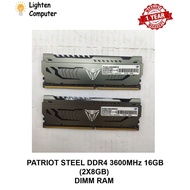【USED】 PATRIOT STEEL DDR4 3600MHz 16GB (2X8GB) | PC4 3600 | DESKTOP RAM | DIMM RAM