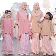 Baju Kurung Sedondon Ibu Anak Alyssa | Beige Brown, Rose Pink