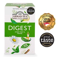 Ahmad Tea Natural Benefits: Sweet Mint & Fennel "Digest" Infusion 20's Foil Teabags (Halal)