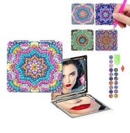 1 DIY Mandala diamond painting mirror, PU leather diamond painting art mirror set, convenient to car
