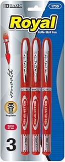BAZIC Royal Red Rollerball Pen (3/Pack) (Case of 24)