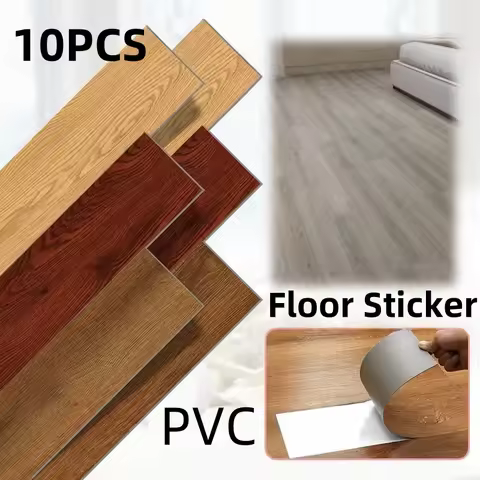 10Pcs 40x15cm PVC Floor Stickers Self-adhesive Stickers Waterproof Thickened Wood Grain Floor Sticke