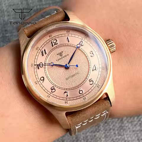 Tandorio 39mm Pilot Steel/Titanium/Bronze Men's Automatic Watch 20BAR Dive NH35 PT5000 Mechanical Sa