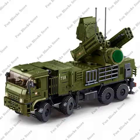 SLUBAN Military Antiaircraft Missile Vehicle Pantsir S1S Anti-aircraft Car Model Building Blocks Set
