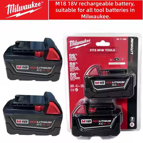 M18 Milwaukee FUEL 6.0Ah 18V Battery，18650 M18B6 M18B5 Suitable for Milwaukee Power Tools Rechargeab