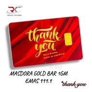 MASDORA 1GM GOLD BAR 999.9 THANK YOU 1G GOLD BAR 9999 FINE GOLD PG CERTIFIED GOLD BAR AU 999.9 谢谢你足金