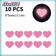 SUQI 10Pcs/ Set Car Heart PVC Decal, PVC Heart Shape Pink Heart Reflective Stickers, Pink 6*5cm / 2.3*1.9 Inches Motorcycle Bicycle Bumper Sticker