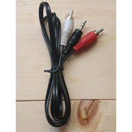 AV 3.5 CABLE TO 2 LOTUS HEADS (BLACK WIRE) 1M LM