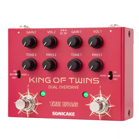 SONICAKE King of Twins Overdrive, Boost, Distortion Guitar Effects Pedal Dual-Channel Controls True 