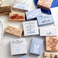 ENWEI 1 Pcs [Sea Breeze Series] Wooden Decorative Stamp Shimmering Misty Ocean Theme for Scrapbookin