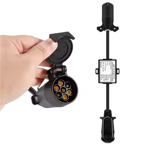 USA To EU Trailer Light Converter US 7-Way Blade Socket To EU 7-Pin Round Plug-X67A