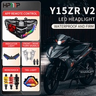 Y15ZR V2 PNP LED HEADLAMP FRONT/REAR TURN SIGNAL PILOT LAMP TAIL LIGHT LAMPU DEPAN RCB MONOSHOCK RGB HPMP TST APP REMOTE CONTROL Y15 V2 MOTORCYCLE ACCESSORIES