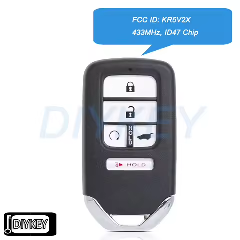 5 Buttons Smart Remote Car Key Fob 433MHz ID47 Chip for Honda Pilot CR-V Civic 2016 2017 2018 2019 2