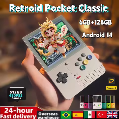 Retroid Pocket Classic Retro Handheld Game Consoles 3.92" 1240*1080 AMOLED 500Nits Screen 5000mAh 6 