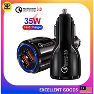 35W QC3.0 Dual USB Car Charger 6A Quick Charge 3.0 Car Charger